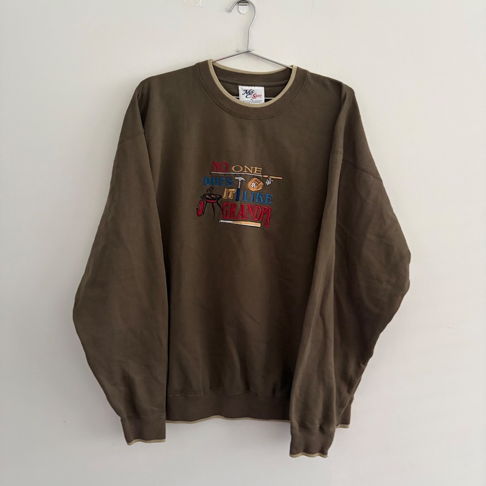 M&C Sport Grandpa Embroidered Brown Sweatshirt Mens XL